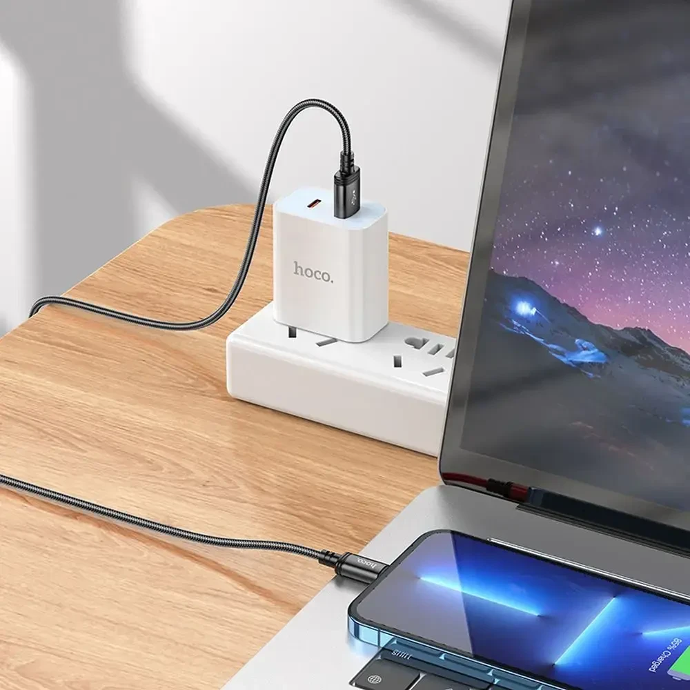 USB A tipo į „Lightning“ tipo laidas Hoco 2,4A 2 m X89 juodas