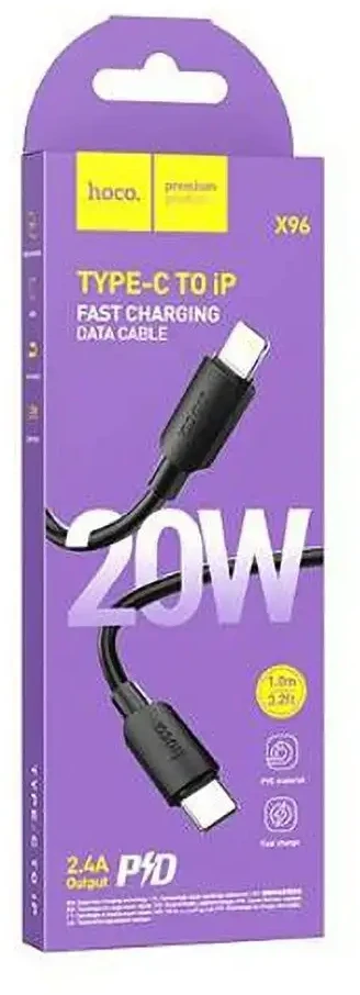 USB C - Lightning laidas Hoco PD 2,4A 20W 1 m X96 juodas