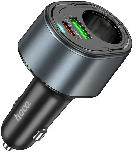 Automobilinis įkroviklis Hoco USB A + USB C + cigarečių degiklis PD QC3.0 3A 35W Z56 juodas