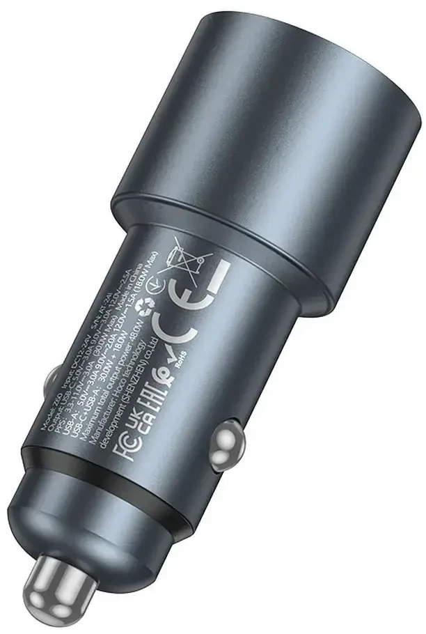 Car charger Hoco USB A + USB C PD QC3.0 48W Z60 juodas