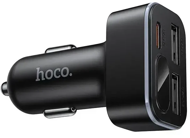 Automobilinis įkroviklis Hoco su LCD ekranu 2xUSB A + 1xUSB C PD QC3.0 42W Z63A juodas