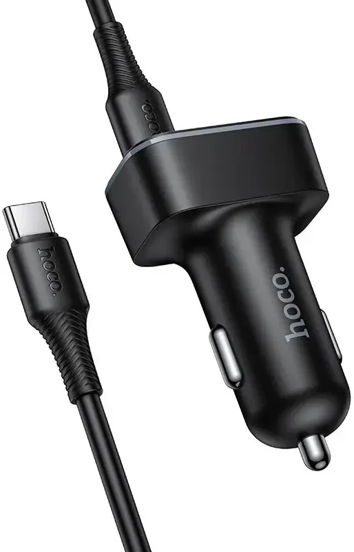 Automobilinis įkroviklis Hoco USB A + USB C PD QC3.0 48W + laidas USB C į C Z63B juodas