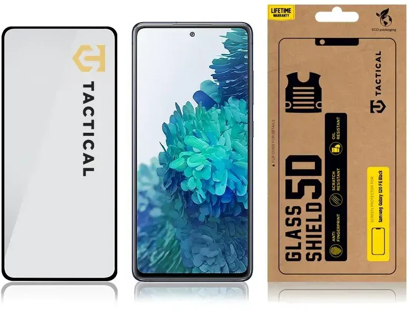 Tactical apsauginis stiklas Shield 5D skirtas Samsung Galaxy S20 FE su juodos spalvos krašteliu