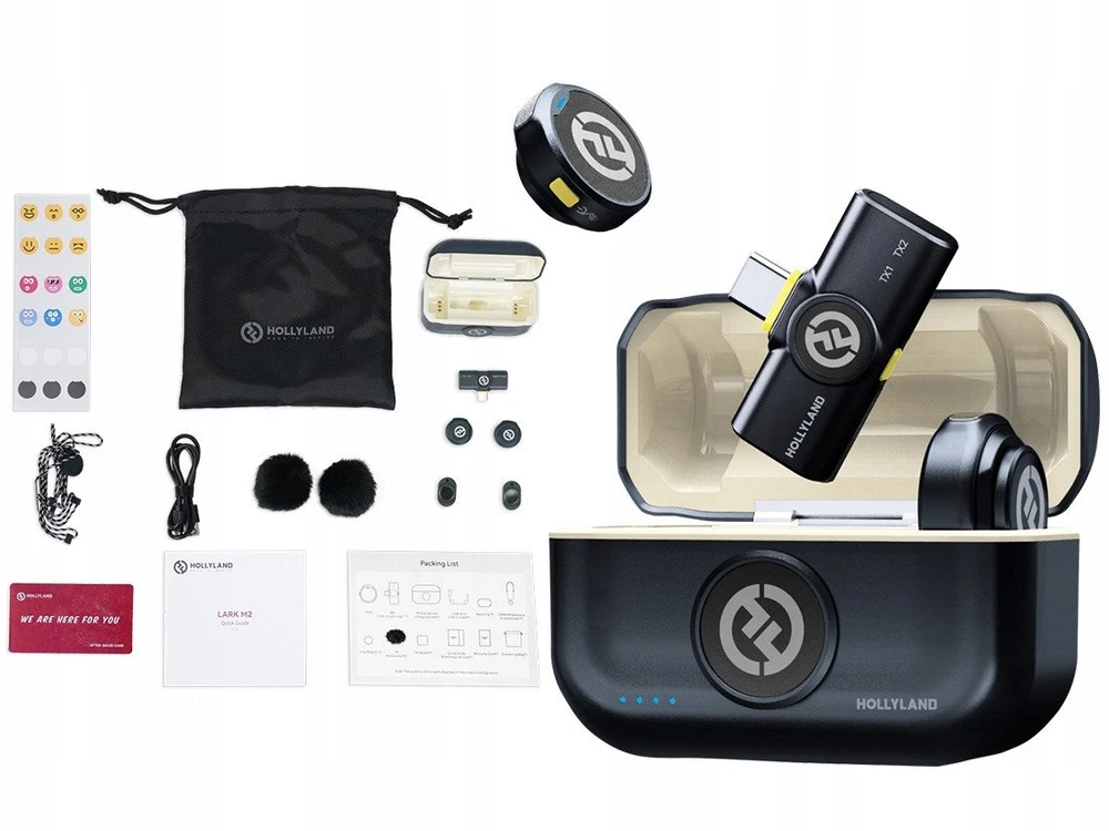 HOLLYLAND LARK M2 USB-C – BELAIDIS LAVALIER MIKROFONAS SU USB jungtimi (DUO, SHINE CHARCOAL)