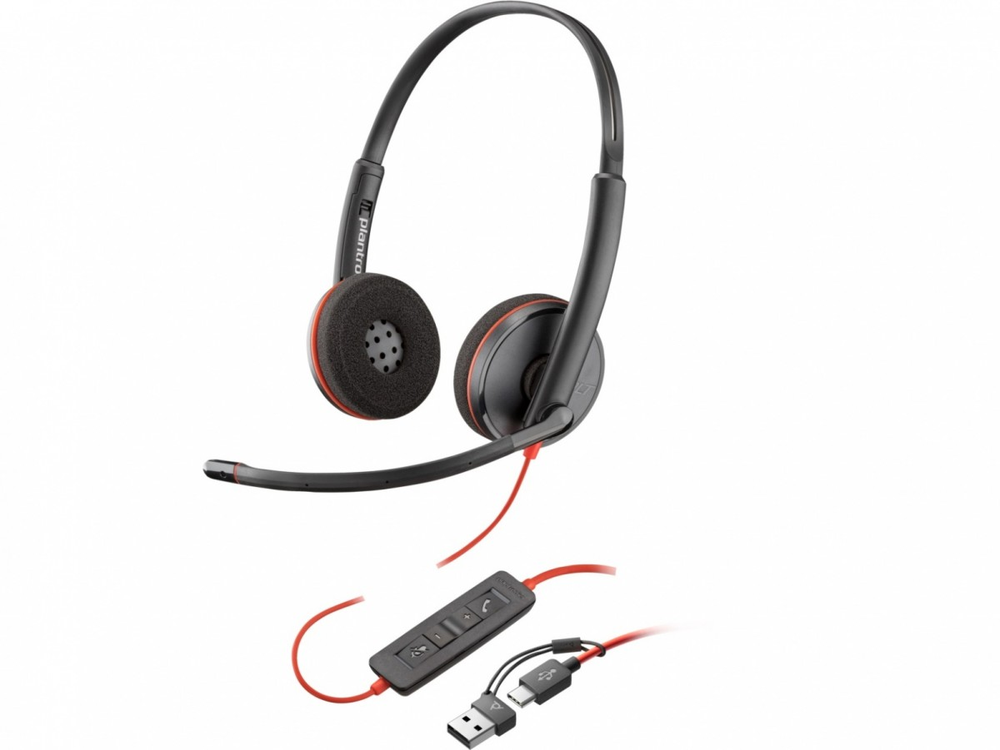 Hewlett Packard (HP) HP Poly Blackwire 3220 stereo USB-C ausinės + USB-C/A adapteris