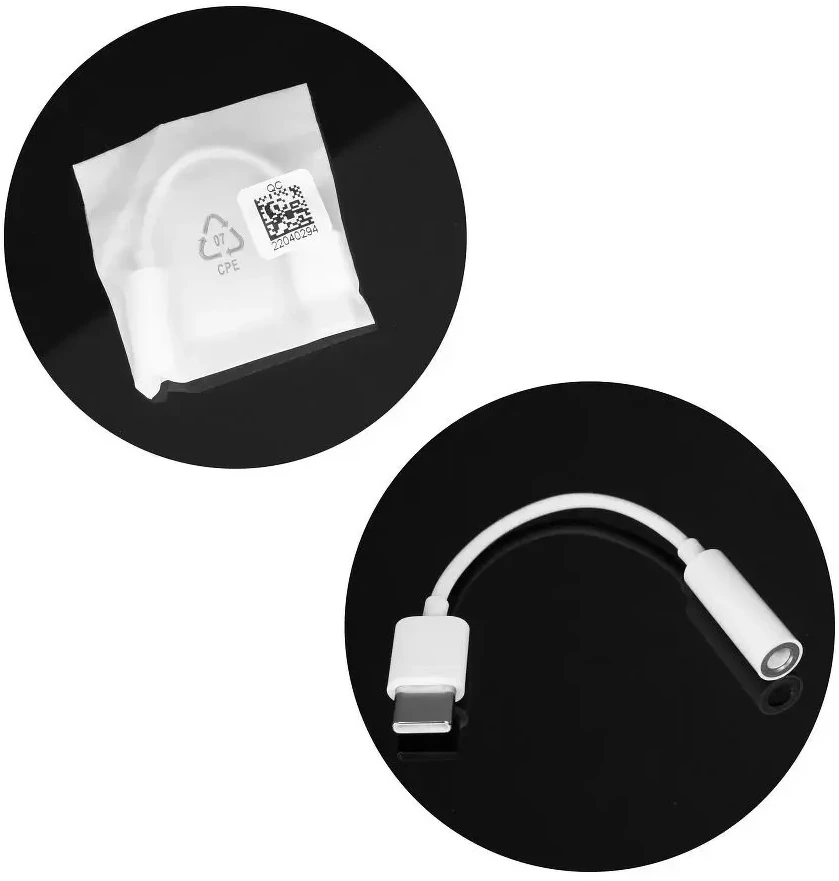 Originalus HUAWEI adapteris AUX Type C (vyriškas) prie lizdo 3,5 mm (moteris) CM20 baltas masinis