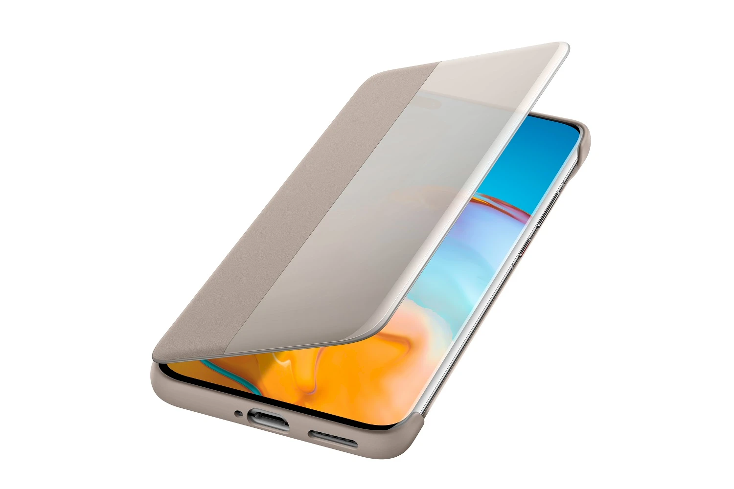 Dėklas Smart View Flip dangtelis, skirtas Huawei P40 Pro (Khaki)
