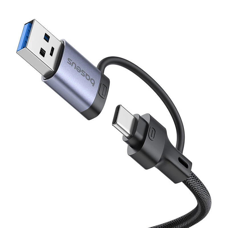 4in1 šakotuvas „Baseus UltraJoy“ su USB-A ir USB-C jungtimis, 3xUSB3.0+USB-C+RJ45 (pilkas)