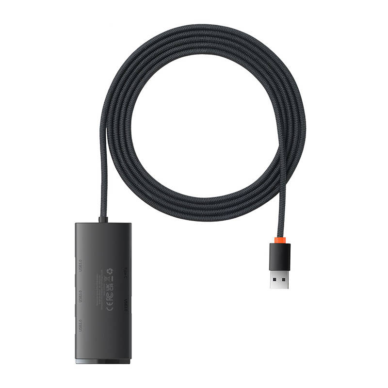 USB 3.0 šakotuvas - 4 prievadai - juodas - 2m - Baseus WKQX030201