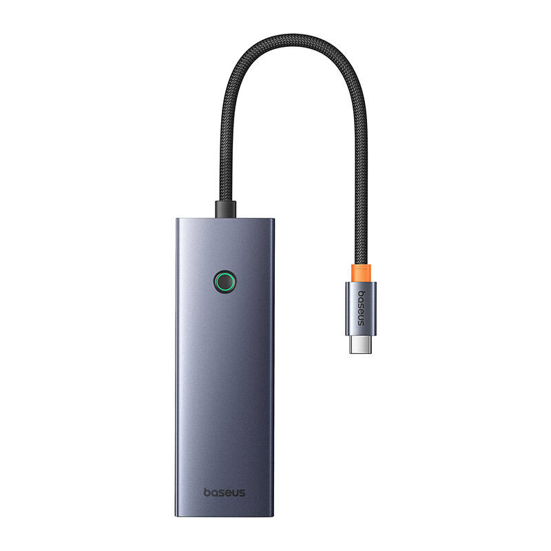 Hub 5in1 Baseus UltraJoy 5-Port (3xUSB3.0+RJ45+PD) pilka