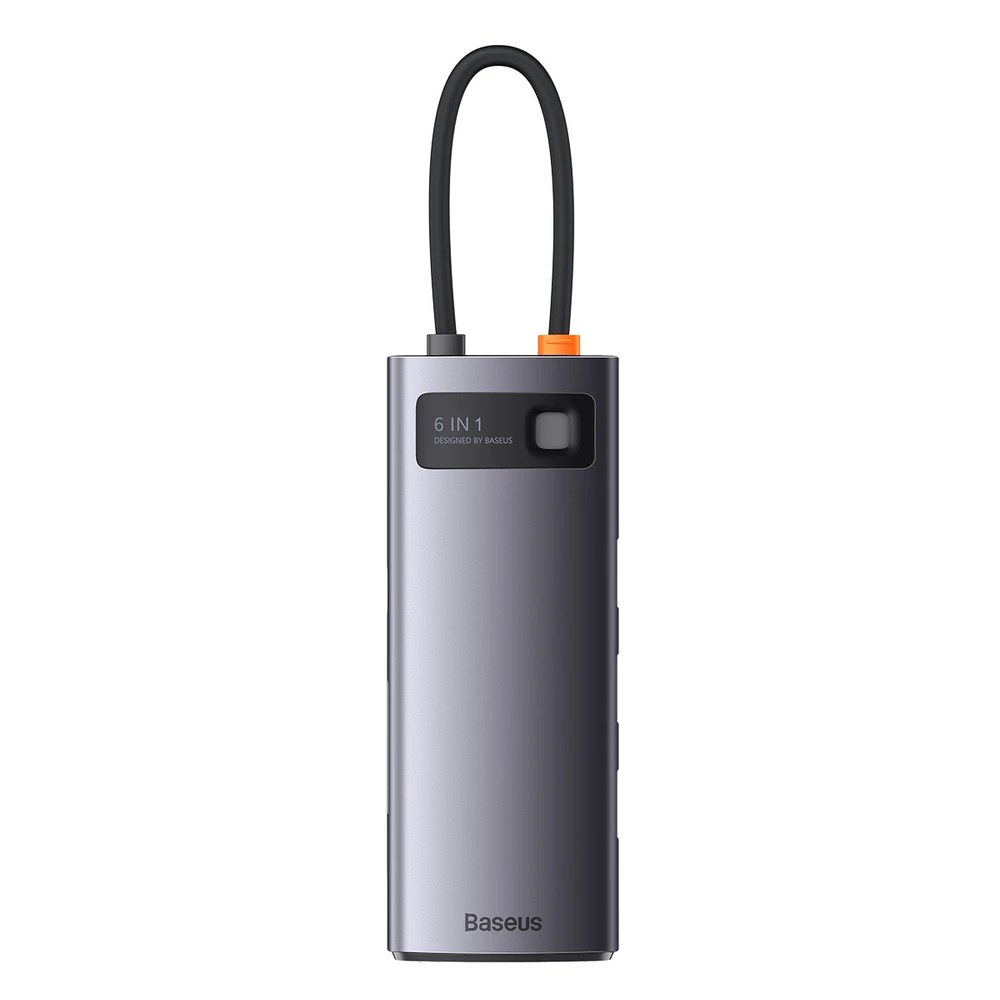 Adapteris 6in1 Baseus Metal Gleam Series USB-C į 3x USB 3.0 + USB-C PD + Micro SD/SD