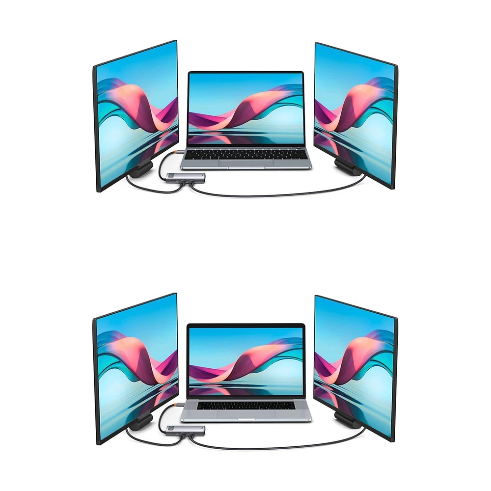 Adapteris 6in1 Baseus Metal Gleam Series USB-C į 3x USB 3.0 + USB-C PD + Micro SD/SD