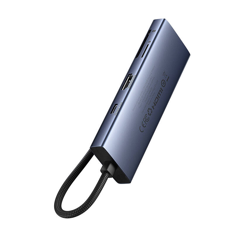 Hub 7in1 Baseus UltraJoy, USB-C – HDMI, VGA, 4xUSB 3.0, PD (pilka)