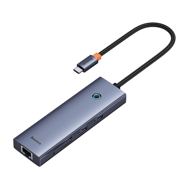 „Baseus UltraJoy“ 7 prievadų šakotuvas 7w1 (USB-C į 1xHDMI4K@30Hz + 2xUSB 3.0 + 1xPD +RJ45 + SD/TF3.0)