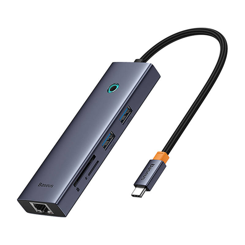 „Baseus UltraJoy“ 7 prievadų šakotuvas 7w1 (USB-C į 1xHDMI4K@30Hz + 2xUSB 3.0 + 1xPD +RJ45 + SD/TF3.0)