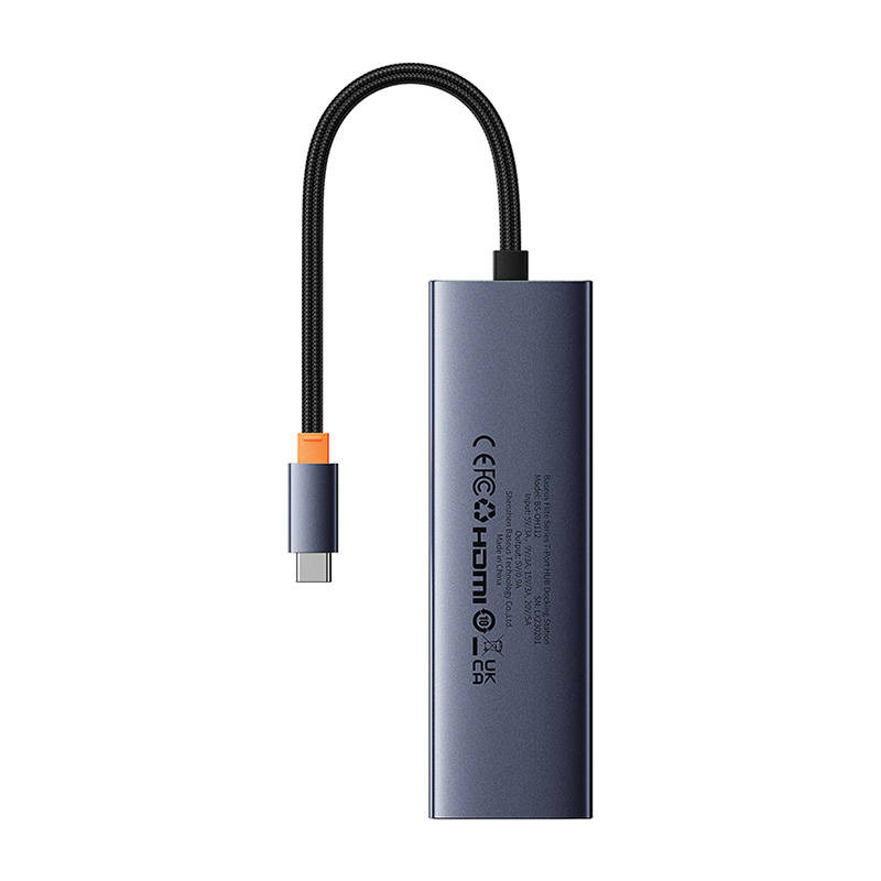 „Baseus UltraJoy“ 7 prievadų šakotuvas 7w1 (USB-C į 1xHDMI4K@30Hz + 2xUSB 3.0 + 1xPD +RJ45 + SD/TF3.0)