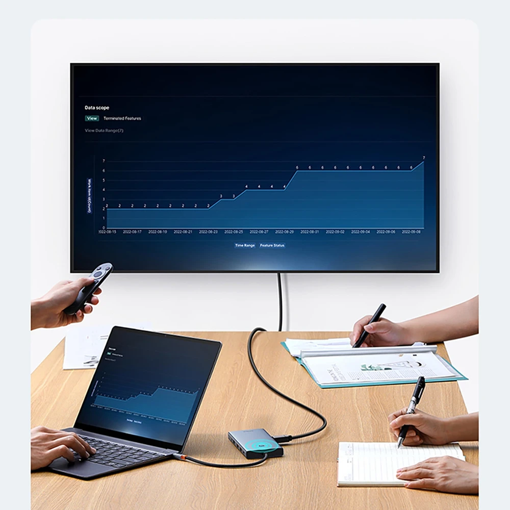 13in1 šakotuvas Baseus PortalJoy USB-C priedas HDMI+DP+VGA+C+USB+PD+RJ45+SD/TF+3.5 mm (pilkas)