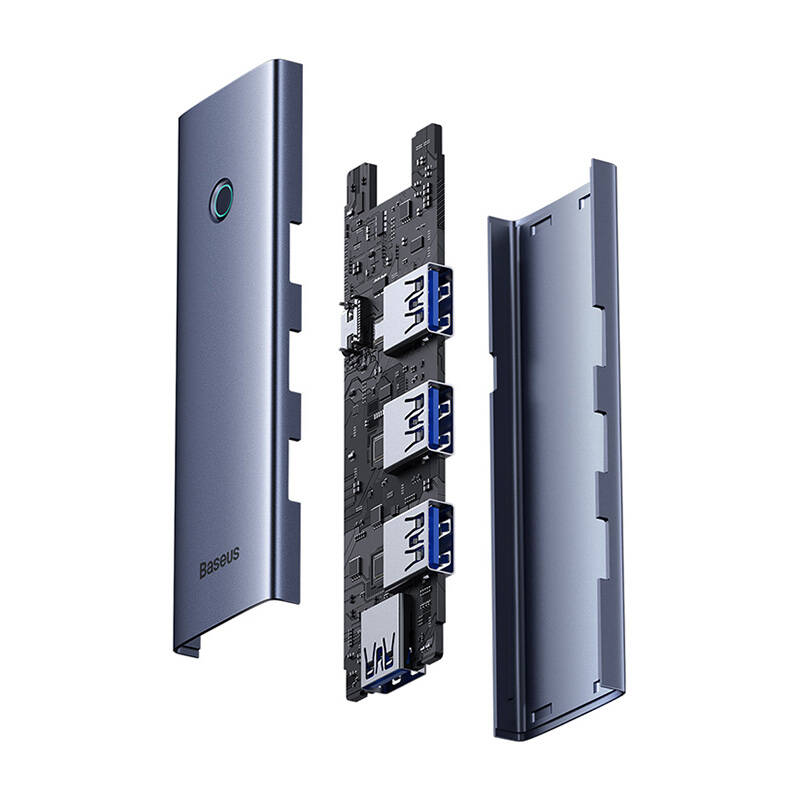 Hub Baseus UltraJoy Series Lite 4-Port 50cm (USB į USB3.0*4+Type-C5V) (pilka)