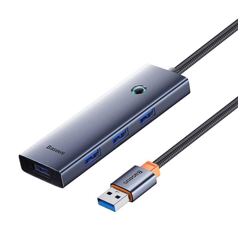 Hub Baseus UltraJoy Series Lite 4-Port 50cm (USB į USB3.0*4+Type-C5V) (pilka)