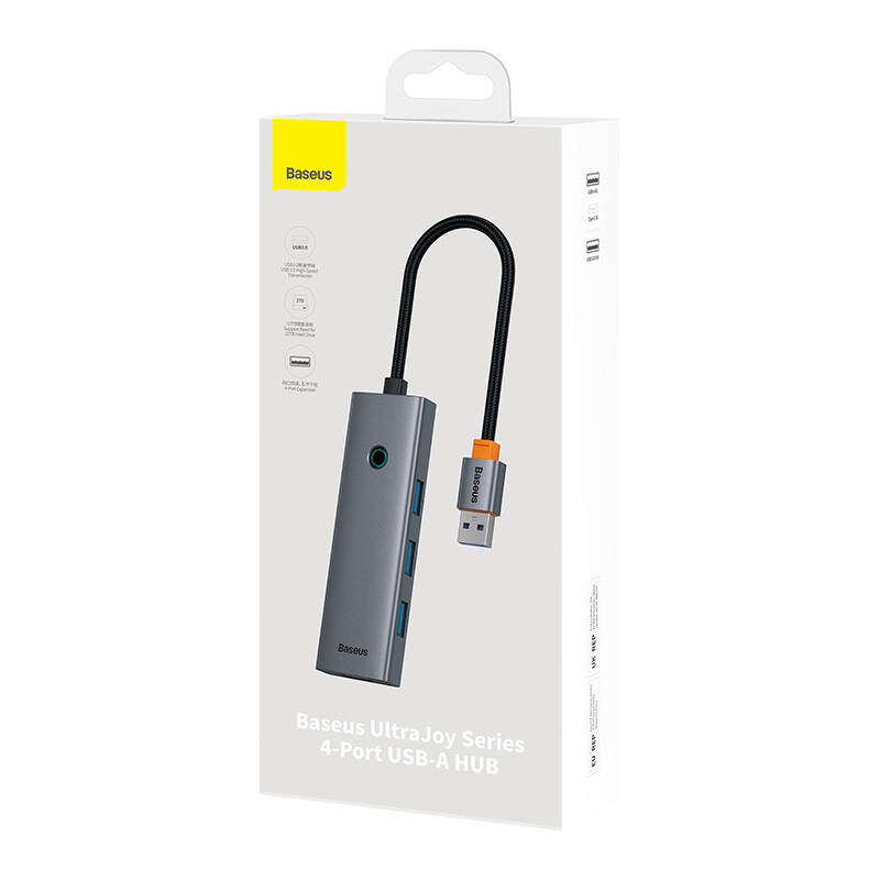 Hub Baseus UltraJoy Series Lite 4-Port 50cm (USB į USB3.0*4+Type-C5V) (pilka)
