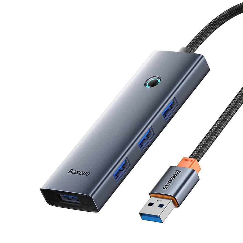Hub Baseus UltraJoy Series Lite 4-Port 50cm (USB į USB3.0*4+Type-C5V) (pilka)