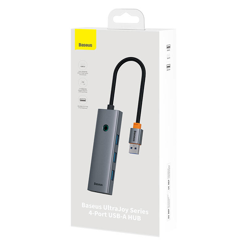 Hub Baseus UltraJoy Series Lite 4 prievadų (USB į USB 3.0*4+Type-C 5V) (pilka)