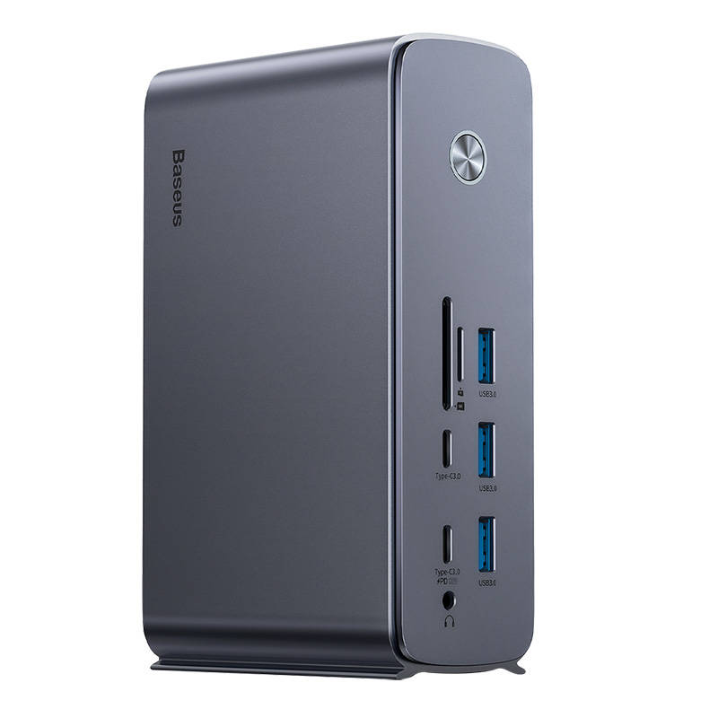 Hub Baseus UnionJoy 17 prievadų (USB-C iki HDMI4K@60Hz*2+DP4K@60Hz*1+USB3.0*3+USB-C3.0*2+USB2.0*2+PD*1+PC*1 + RJ45*1+SD/TF*1+3,5mm*1+DC*1）