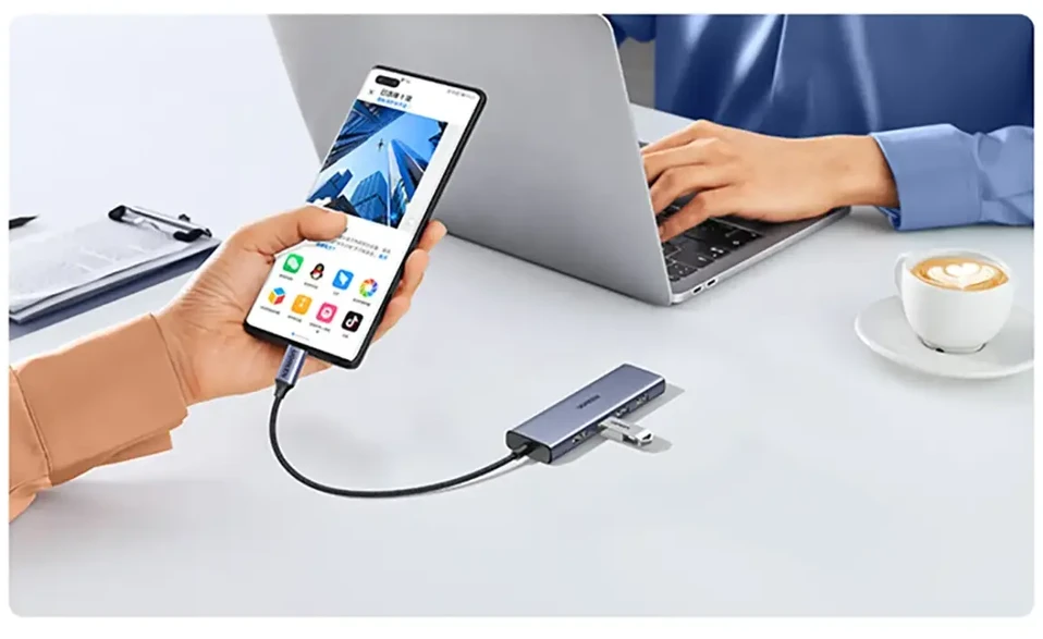 Ugreen CM511 6 viename USB-C į HDMI šakotuvas | 3x USB 3.0 | SD | Micro SD | pilkas