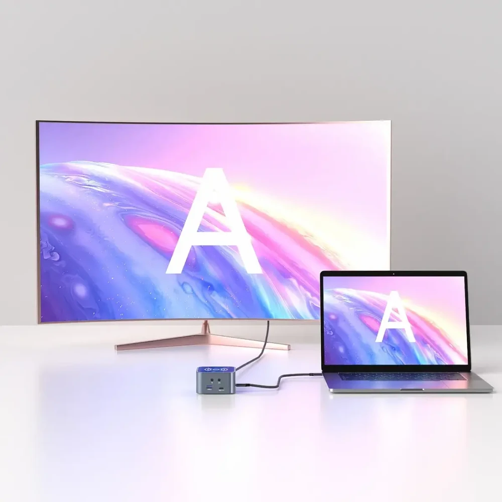 USB-C šakotuvas 12 in 1 Wozinsky WHBC09Y8S daugiafunkcis, su belaidžio įkrovimo funkcija, aliuminis, su 15 cm laidu - pilka