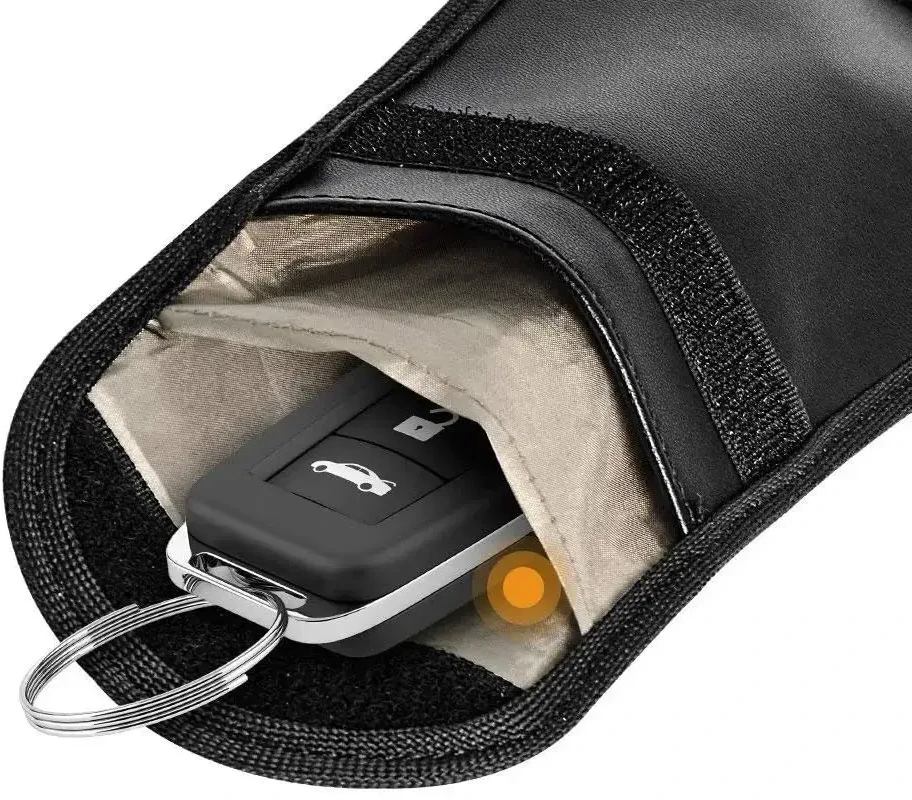 Hurtel Apsaugos nuo vagystės automobilio raktų dėklas radijo blokavimo dėklas be rakto Faraday Box Faraday narvas 14cm su 10cm juodos spalvos