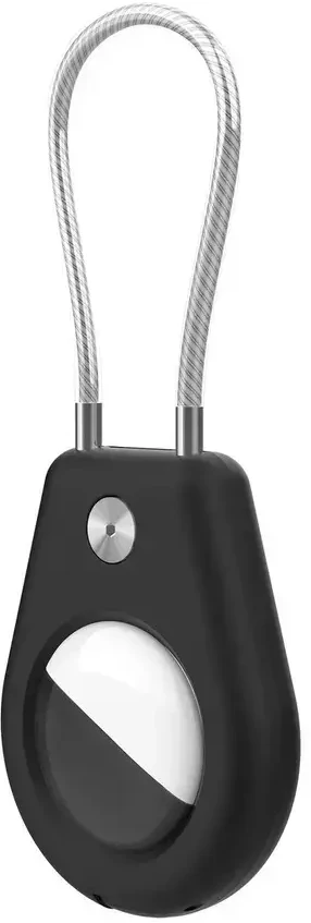 Hurtel AirTag dėklas su plieniniu troseliu – juodos spalvos + baltos spalvos (2 vnt.)