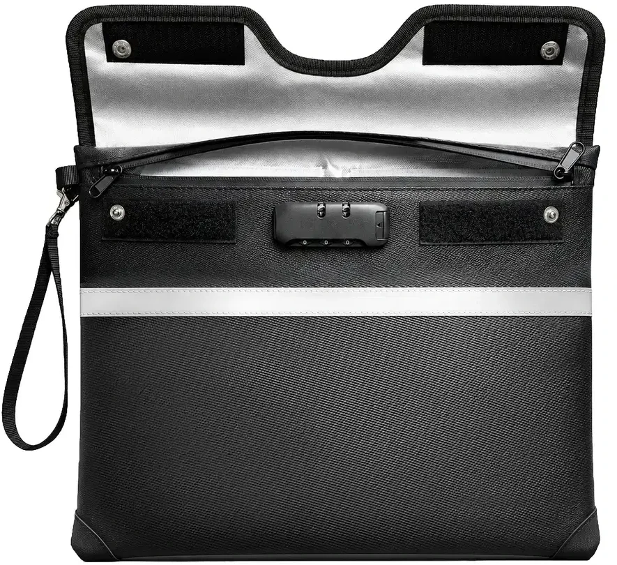 Hurtel OTN-38 RFID Fireproof Document Bag with Combination Lock 37.5 x 29.5 cm - Juodas