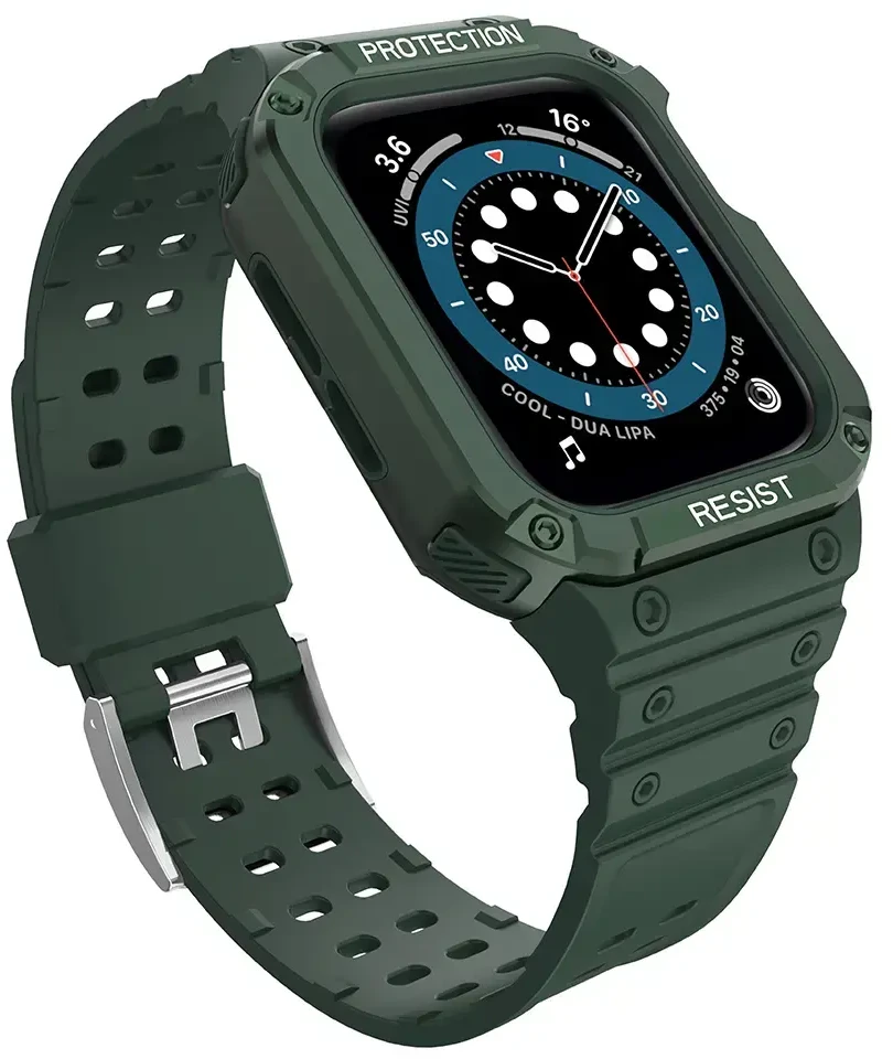 Išmaniojo laikrodžio Apple SE/7 silikoninis Hurtel dirželis, Žalios spalvos, 42/44/45 mm