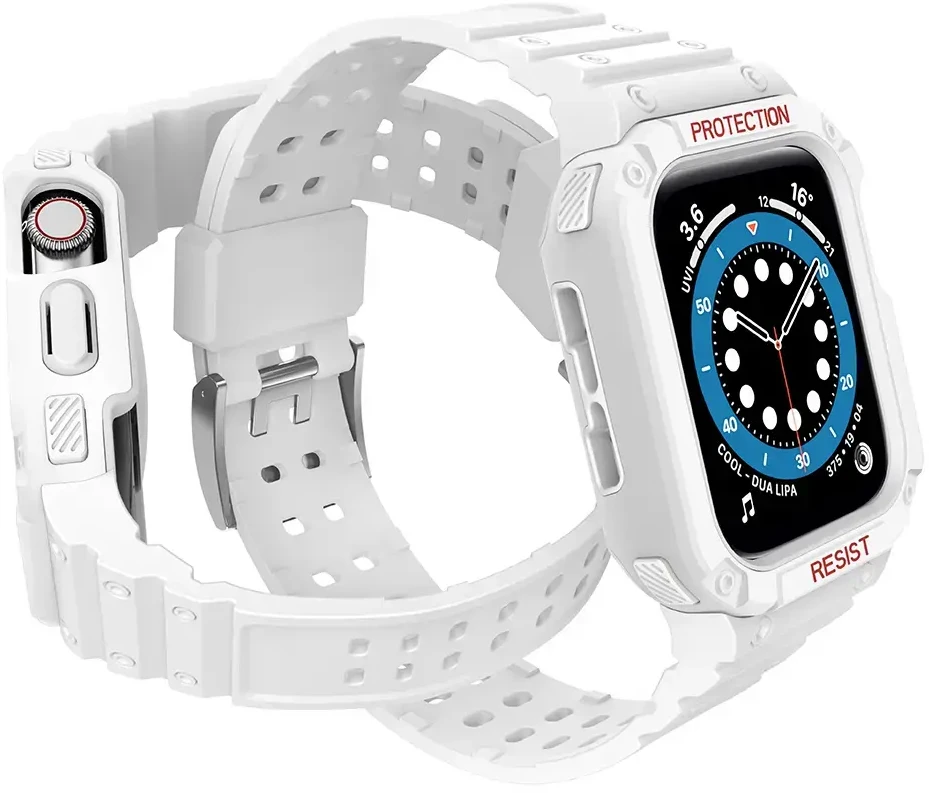 Dėklas Išmaniojo laikrodžio Apple SE/7 silikoninis Hurtel dirželis, Baltos spalvos, 42/44/45 mm
