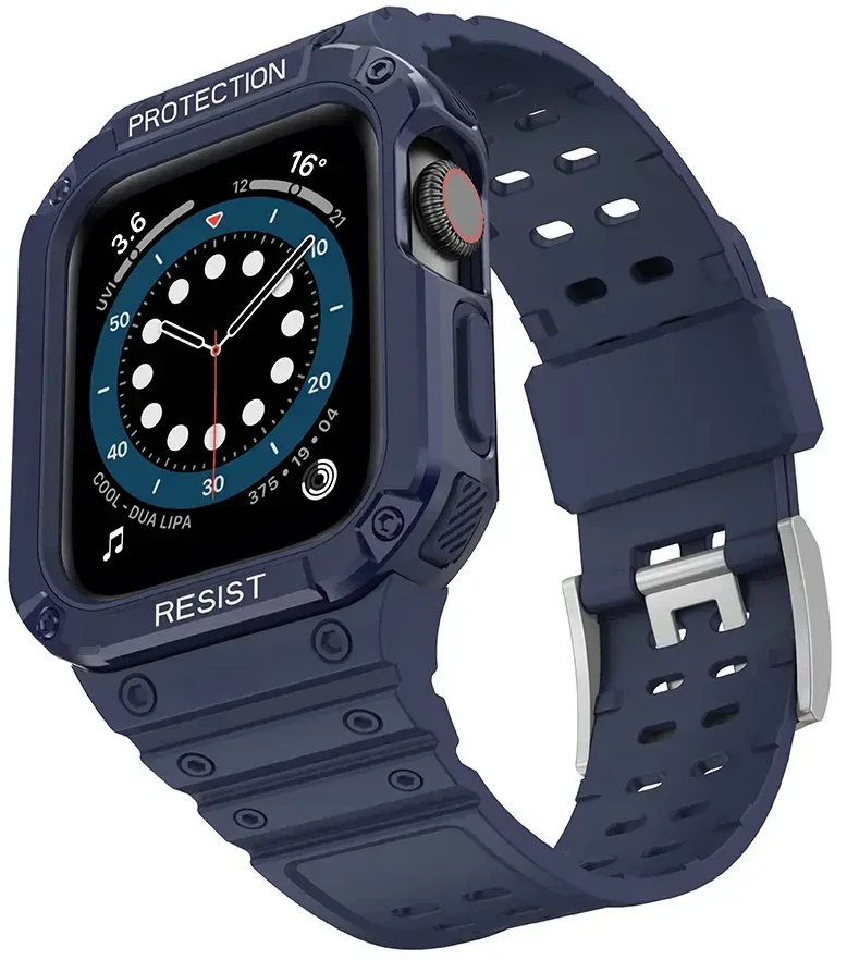 Dėklas Išmaniojo laikrodžio Apple SE/7 silikoninis Hurtel dirželis, Juodos spalvos, 42/44/45 mm