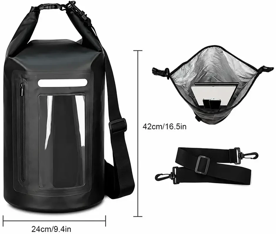 Hurtel WNA-15L waterproof bag for a 15 l sup kayak with an RFID blocking divider - juodas