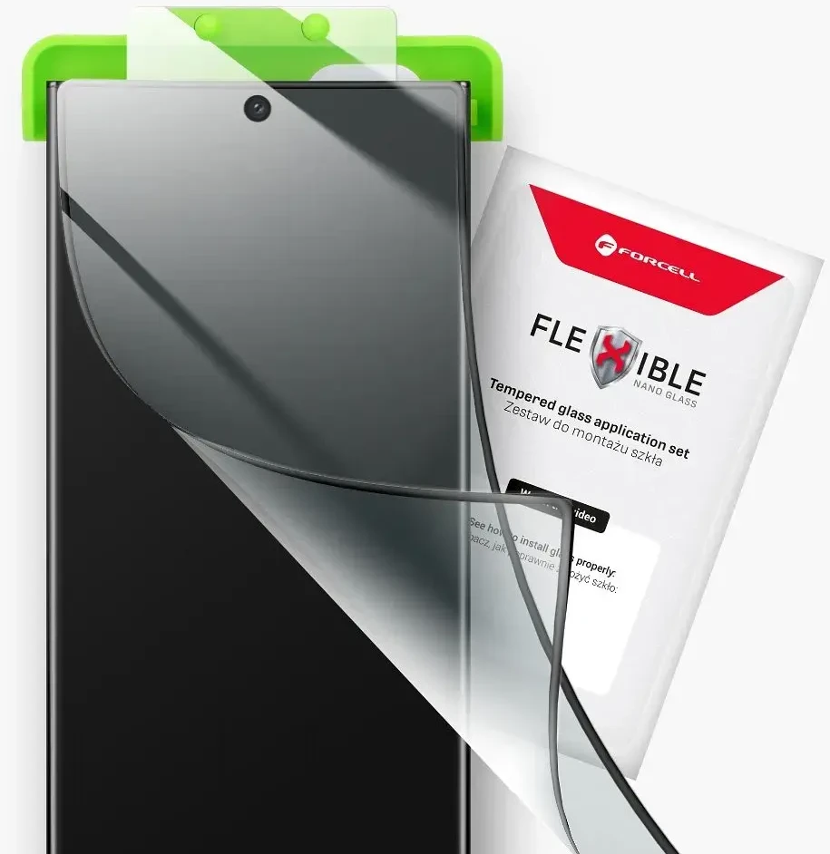 5D hibridinis stiklas, skirtas „Samsung S26 ULTRA Forcell Flexible“ (karšto lenkimo – veikiantis skaitytuvas), juodas