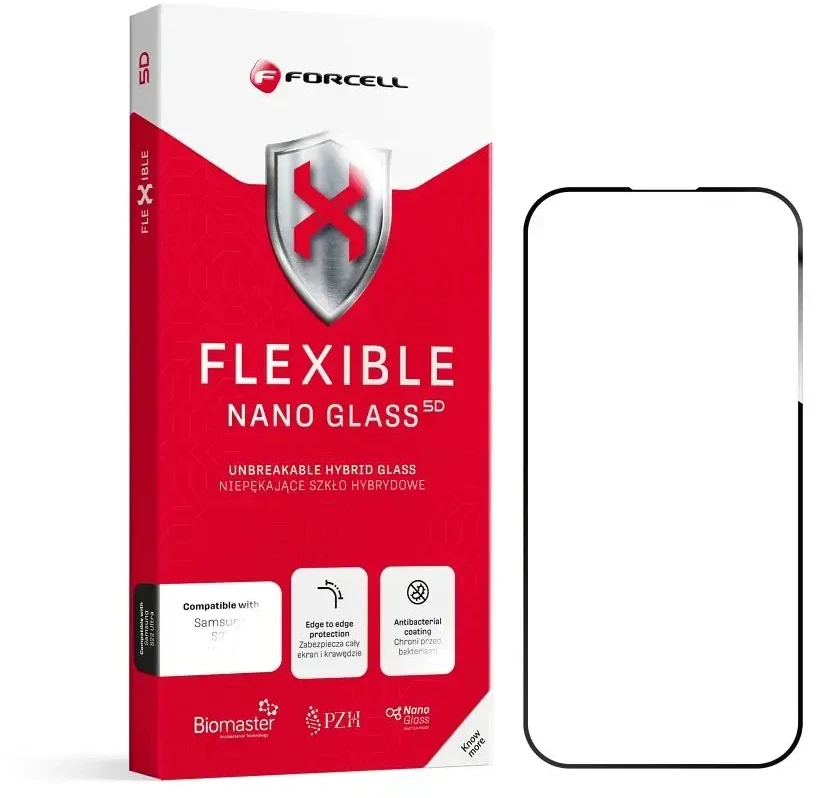5D hibridinis stiklas, skirtas „Samsung S26 ULTRA Forcell Flexible“ (karšto lenkimo – veikiantis skaitytuvas), juodas