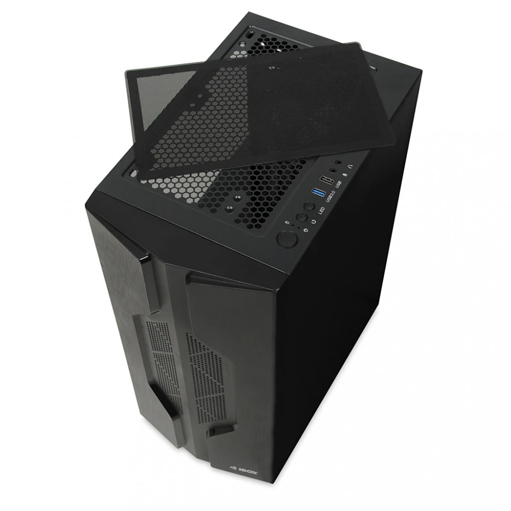 Kompiuterio Korpusas - iBox CETUS 908 Midi Tower ATX, 7 Diskai, Antipirštinis Filtras Juodas