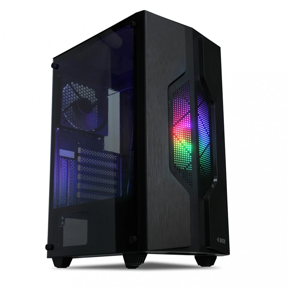 Kompiuterio Korpusas - iBox CETUS 908 Midi Tower ATX, 7 Diskai, Antipirštinis Filtras Juodas