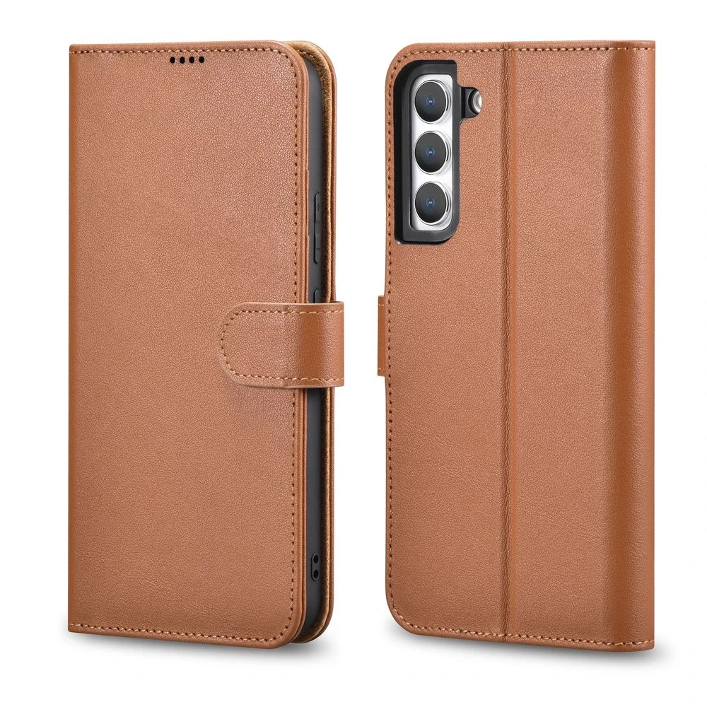 Dėklas iCarer Haitang Odinė piniginė Odinė Samsung Galaxy S22 + (S22 Plus) Piniginės Korpusas Rudas (AKSM05BN)