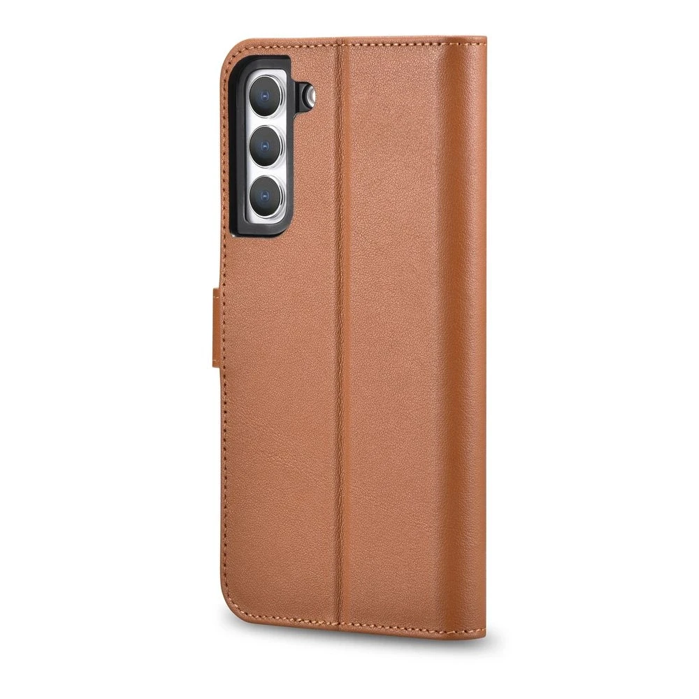 Dėklas iCarer Haitang Odinė piniginė Odinė Samsung Galaxy S22 + (S22 Plus) Piniginės Korpusas Rudas (AKSM05BN)