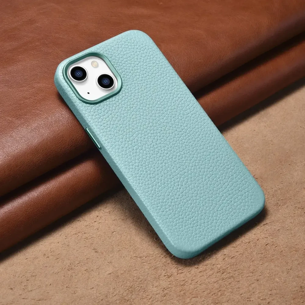 iCarer Litchi Premium Leather Apple iPhone 14 Plus Magnetic Leather with MagSafe dėklas telefonui žalios spalvos (WMI14220711-GN)