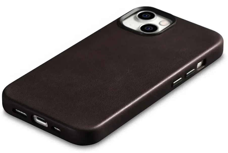 iCarer Oil Wax Premium odinis iPhone 14 Plus magnetinis dėklas su MagSafe, rudos spalvos (WMI14220703-BN)