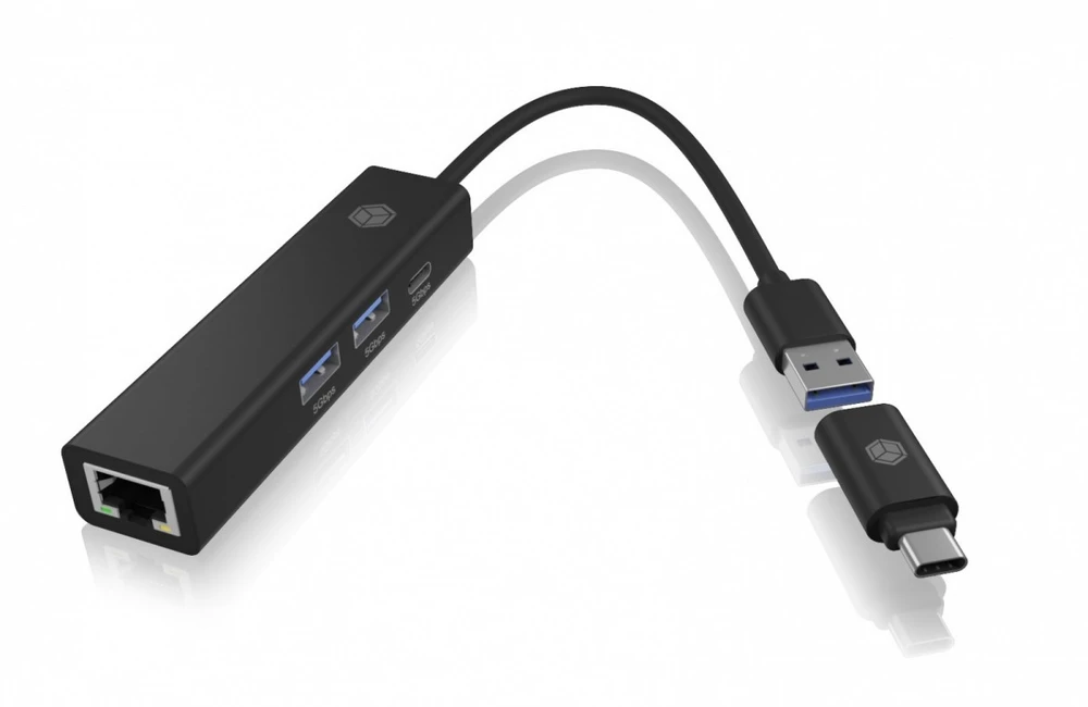 HUB USB Icy Box Hub IB-HUB1439-LAN 4w1 HUB, 1x USB-C, 2xUSB-A, 1x LAN