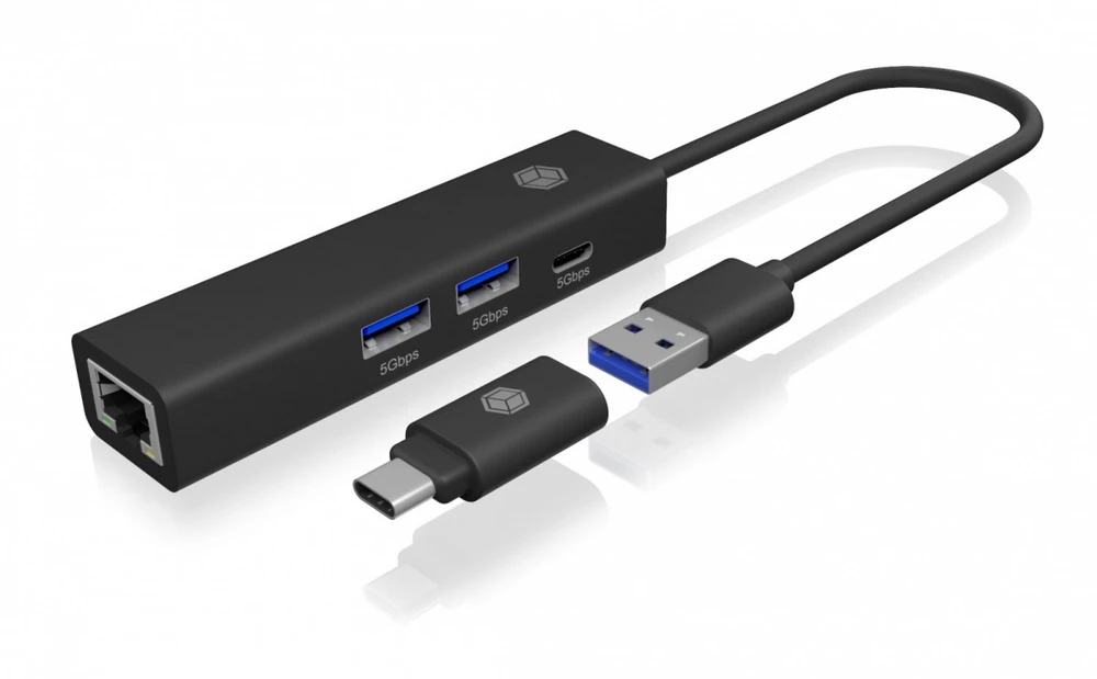 HUB USB Icy Box Hub IB-HUB1439-LAN 4w1 HUB, 1x USB-C, 2xUSB-A, 1x LAN