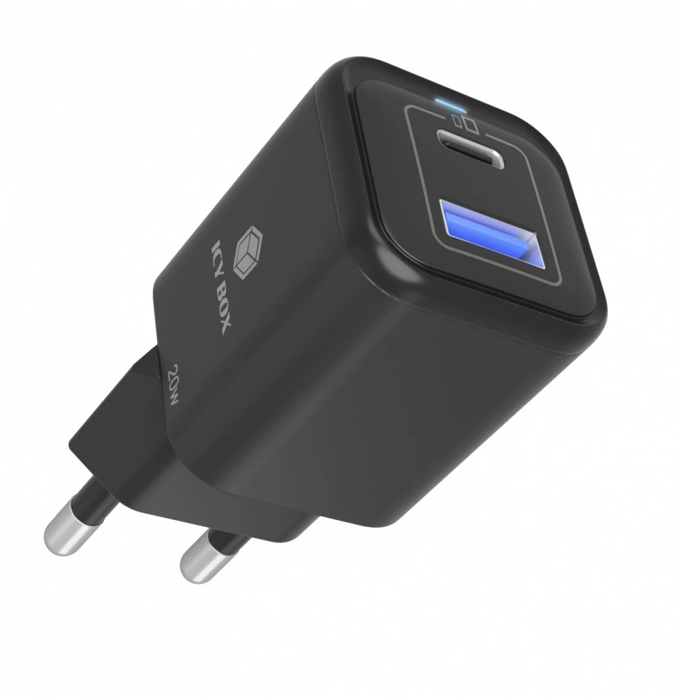 Icy Box IB-PS1020-PD USB įkroviklis 20W, 1x Type-C, 1x Type-A