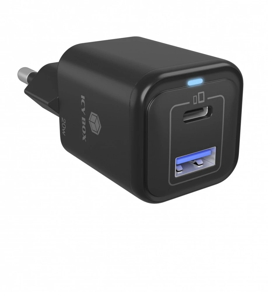 Icy Box IB-PS1020-PD USB įkroviklis 20W, 1x Type-C, 1x Type-A
