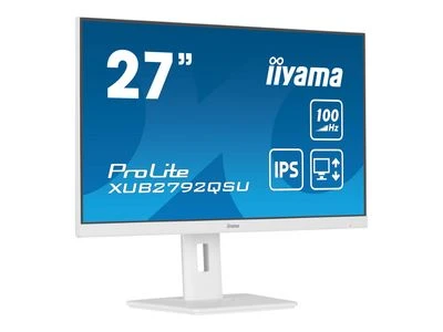 „IIYAMA XUB2792QSU-W6“ 27 colių ETE IPS monitorius, 2560x1440, 100 Hz, 250 cd/m2, 0,4 ms, garsiakalbiai, HDMI, DP, USB 4x3.2, „Baltas FreeSync“, 15 cm aukščio reguliavimas.