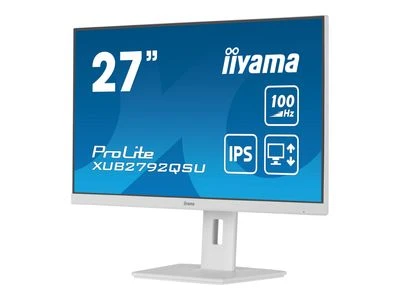 „IIYAMA XUB2792QSU-W6“ 27 colių ETE IPS monitorius, 2560x1440, 100 Hz, 250 cd/m2, 0,4 ms, garsiakalbiai, HDMI, DP, USB 4x3.2, „Baltas FreeSync“, 15 cm aukščio reguliavimas.